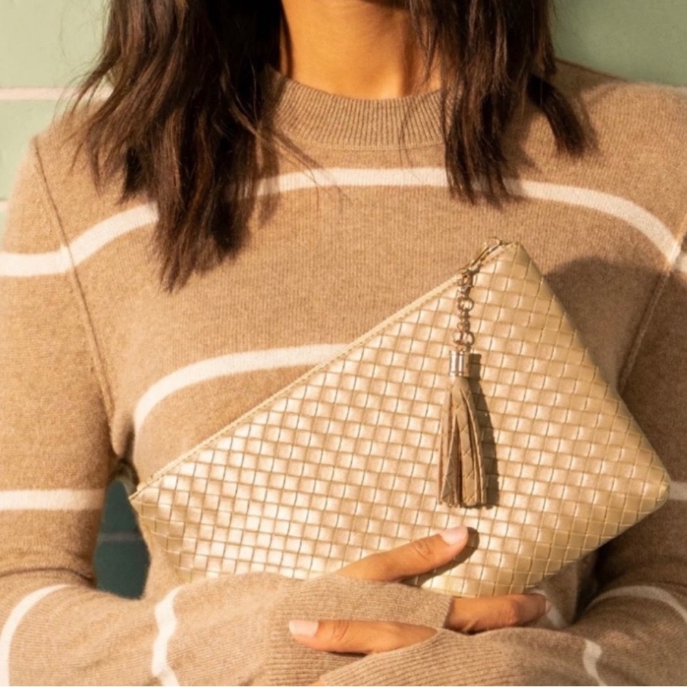 Virginia Wolf Woven Gold Clutch